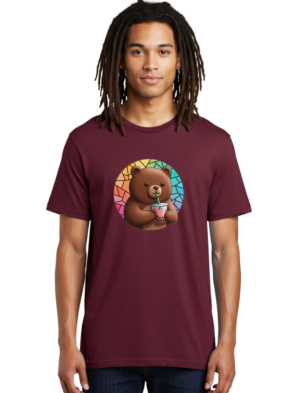 Teddy-Drinking-Boba-2 Men'S Graphic Tee, 100% Cotton, Comfortable Casual Summer Wear, Machine Washable, Vintage Camera, Old Camera, Antique Camera, Black Camera, Classic Photography, Photography Equipment, Nostalgic Device, Film Camera, Baf579