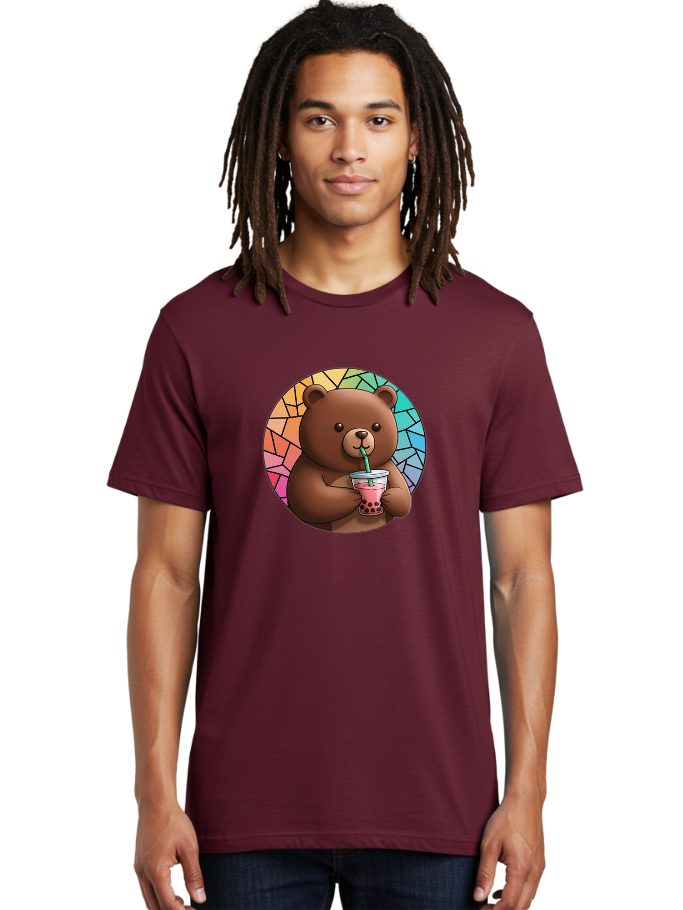 Teddy-Drinking-Boba-2 Men'S Graphic Tee, 100% Cotton, Comfortable Casual Summer Wear, Machine Washable, Vintage Camera, Old Camera, Antique Camera, Black Camera, Classic Photography, Photography Equipment, Nostalgic Device, Film Camera, Baf579
