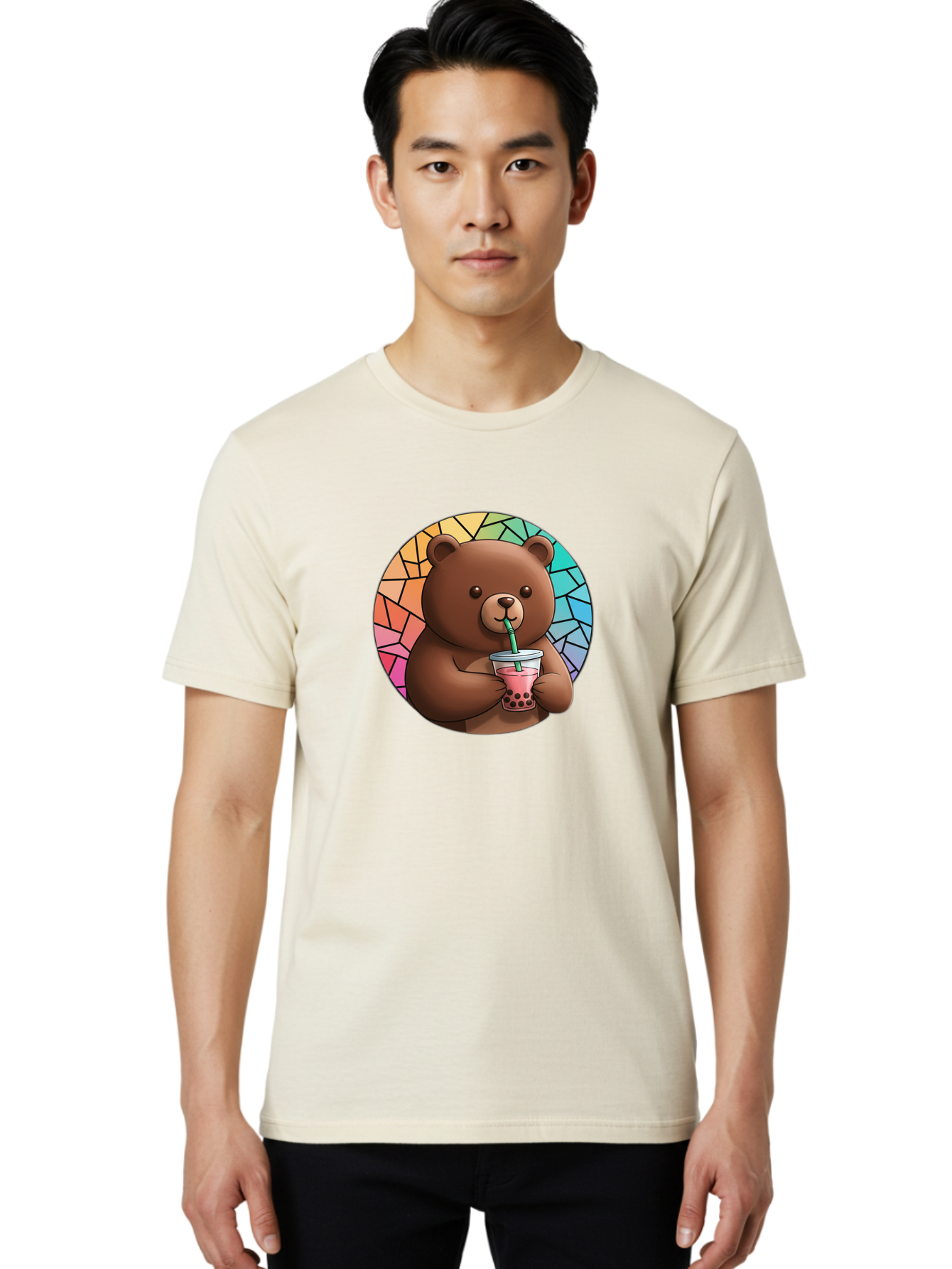 Teddy-Drinking-Boba-2 Men'S Graphic Tee, 100% Cotton, Comfortable Casual Summer Wear, Machine Washable, Vintage Camera, Old Camera, Antique Camera, Black Camera, Classic Photography, Photography Equipment, Nostalgic Device, Film Camera, Baf579