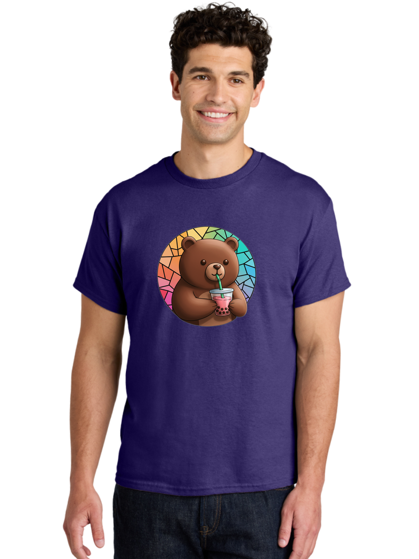 Teddy-Drinking-Boba-2 Men'S Graphic Tee, 100% Cotton, Comfortable Casual Summer Wear, Machine Washable, Vintage Camera, Old Camera, Antique Camera, Black Camera, Classic Photography, Photography Equipment, Nostalgic Device, Film Camera, Baf579