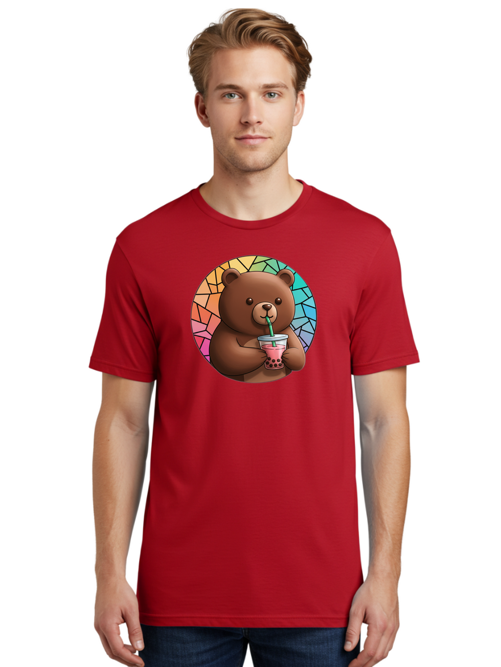 Teddy-Drinking-Boba-2 Men'S Graphic Tee, 100% Cotton, Comfortable Casual Summer Wear, Machine Washable, Vintage Camera, Old Camera, Antique Camera, Black Camera, Classic Photography, Photography Equipment, Nostalgic Device, Film Camera, Baf579