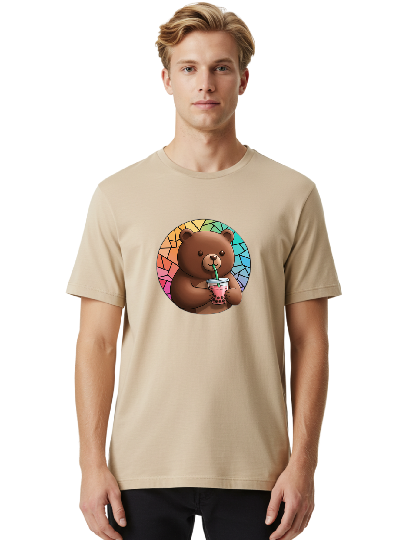 Teddy-Drinking-Boba-2 Men'S Graphic Tee, 100% Cotton, Comfortable Casual Summer Wear, Machine Washable, Vintage Camera, Old Camera, Antique Camera, Black Camera, Classic Photography, Photography Equipment, Nostalgic Device, Film Camera, Baf579