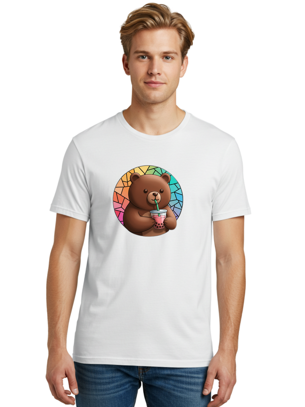 Teddy-Drinking-Boba-2 Men'S Graphic Tee, 100% Cotton, Comfortable Casual Summer Wear, Machine Washable, Vintage Camera, Old Camera, Antique Camera, Black Camera, Classic Photography, Photography Equipment, Nostalgic Device, Film Camera, Baf579
