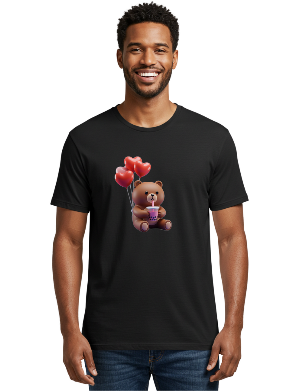 Teddy-Drinking-Boba-3 Men'S Graphic Tee, 100% Cotton, Comfortable Casual Summer Wear, Machine Washable, Vintage Camera, Old Camera, Antique Camera, Black Camera, Classic Photography, Photography Equipment, Nostalgic Device, Film Camera, Baf580