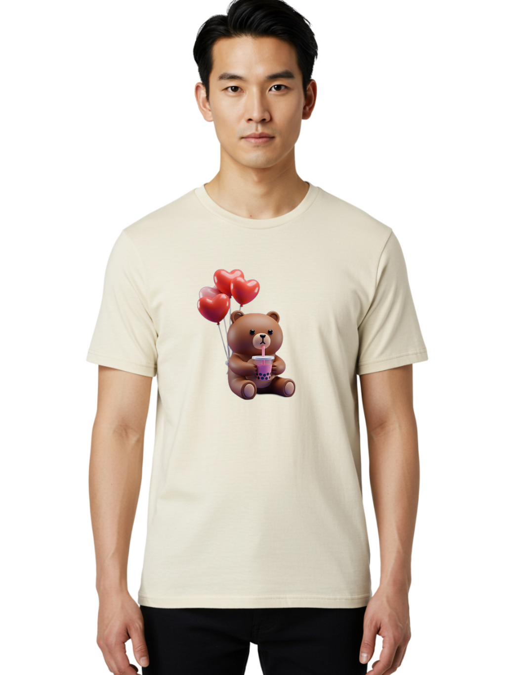 Teddy-Drinking-Boba-3 Men'S Graphic Tee, 100% Cotton, Comfortable Casual Summer Wear, Machine Washable, Vintage Camera, Old Camera, Antique Camera, Black Camera, Classic Photography, Photography Equipment, Nostalgic Device, Film Camera, Baf580