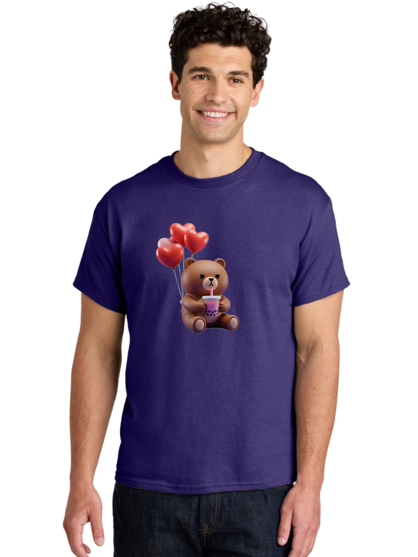 Teddy-Drinking-Boba-3 Men'S Graphic Tee, 100% Cotton, Comfortable Casual Summer Wear, Machine Washable, Vintage Camera, Old Camera, Antique Camera, Black Camera, Classic Photography, Photography Equipment, Nostalgic Device, Film Camera, Baf580