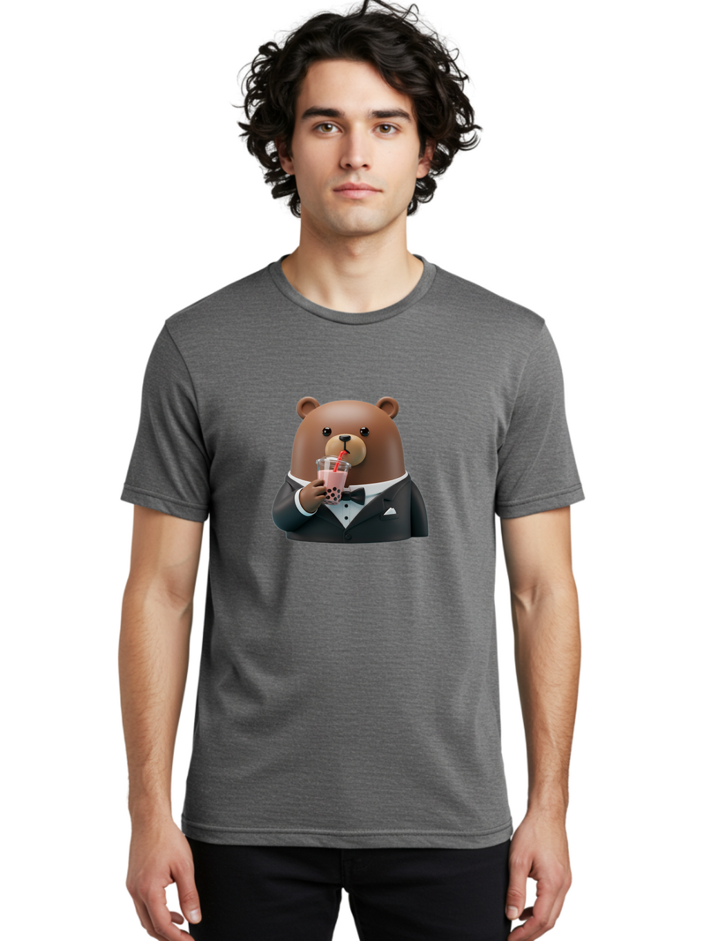 Teddy-Drinking-Boba-4 Men'S Graphic Tee, 100% Cotton, Comfortable Casual Summer Wear, Machine Washable, Vintage Camera, Old Camera, Antique Camera, Black Camera, Classic Photography, Photography Equipment, Nostalgic Device, Film Camera, Baf581