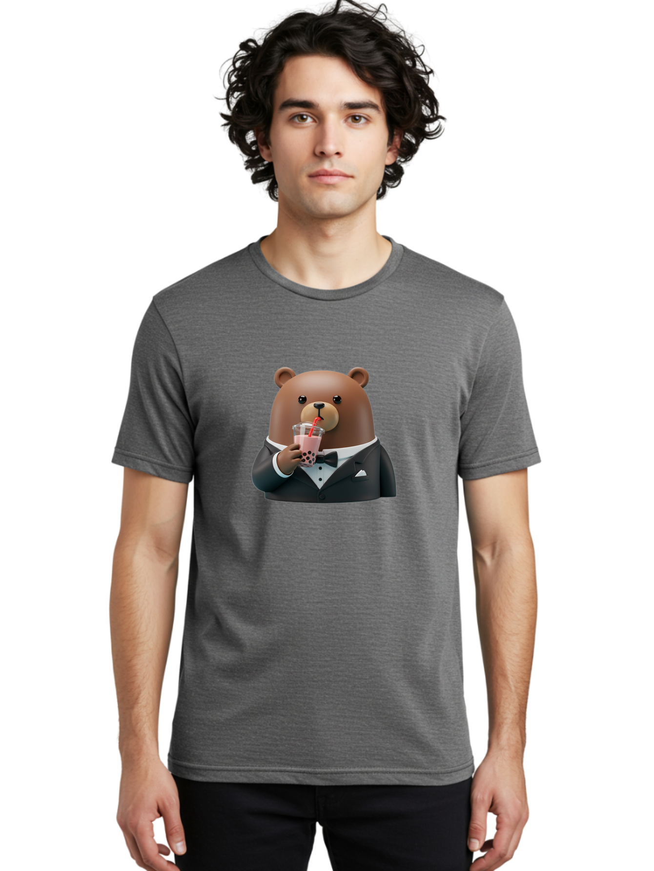 Teddy-Drinking-Boba-4 Men'S Graphic Tee, 100% Cotton, Comfortable Casual Summer Wear, Machine Washable, Vintage Camera, Old Camera, Antique Camera, Black Camera, Classic Photography, Photography Equipment, Nostalgic Device, Film Camera, Baf581