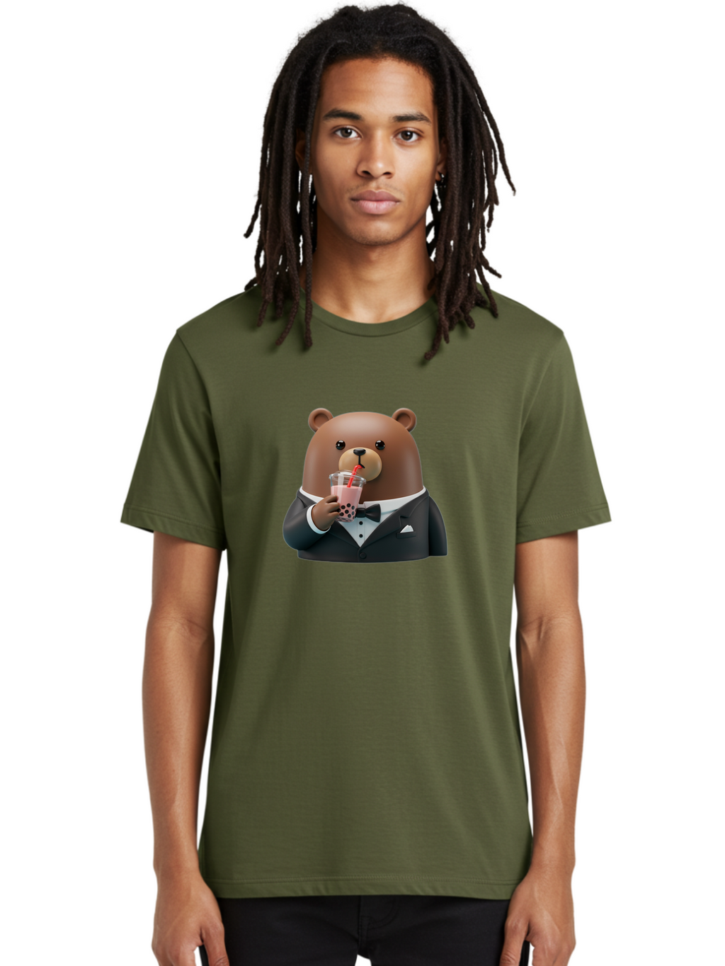 Teddy-Drinking-Boba-4 Men'S Graphic Tee, 100% Cotton, Comfortable Casual Summer Wear, Machine Washable, Vintage Camera, Old Camera, Antique Camera, Black Camera, Classic Photography, Photography Equipment, Nostalgic Device, Film Camera, Baf581