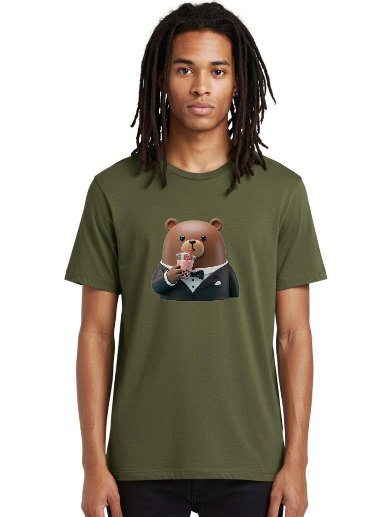 Teddy-Drinking-Boba-4 Men'S Graphic Tee, 100% Cotton, Comfortable Casual Summer Wear, Machine Washable, Vintage Camera, Old Camera, Antique Camera, Black Camera, Classic Photography, Photography Equipment, Nostalgic Device, Film Camera, Baf581