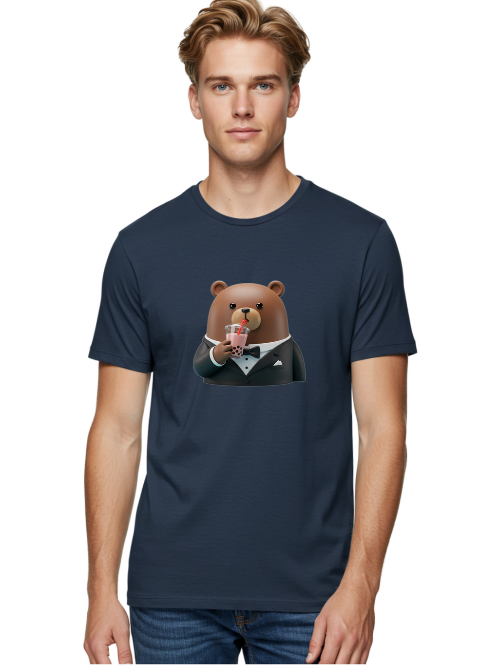 Teddy-Drinking-Boba-4 Men'S Graphic Tee, 100% Cotton, Comfortable Casual Summer Wear, Machine Washable, Vintage Camera, Old Camera, Antique Camera, Black Camera, Classic Photography, Photography Equipment, Nostalgic Device, Film Camera, Baf581