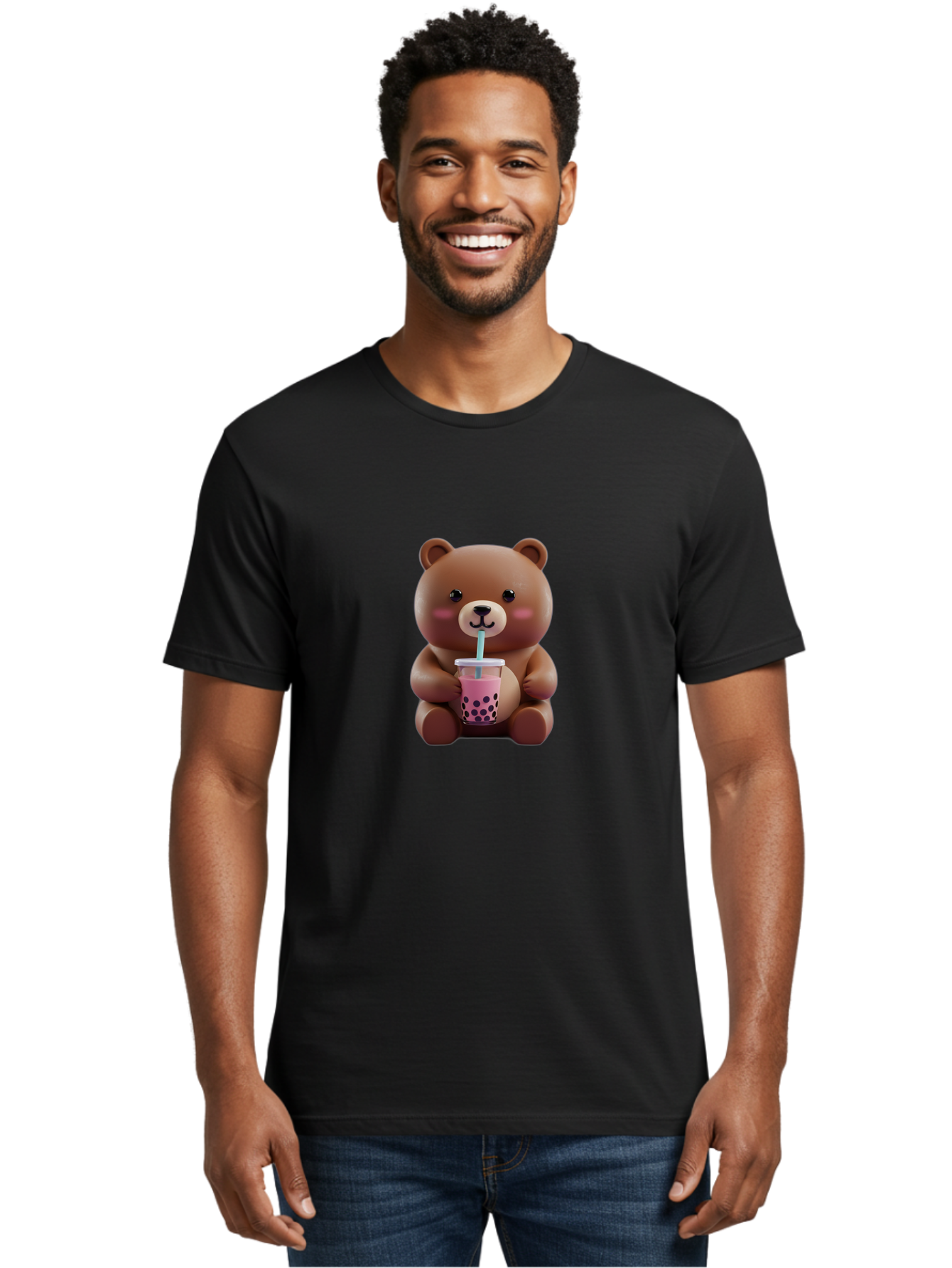 Teddy-Drinking-Boba Men'S Graphic Tee, 100% Cotton, Comfortable Casual Summer Wear, Machine Washable, Vintage Camera, Old Camera, Antique Camera, Black Camera, Classic Photography, Photography Equipment, Nostalgic Device, Film Camera, Baf583
