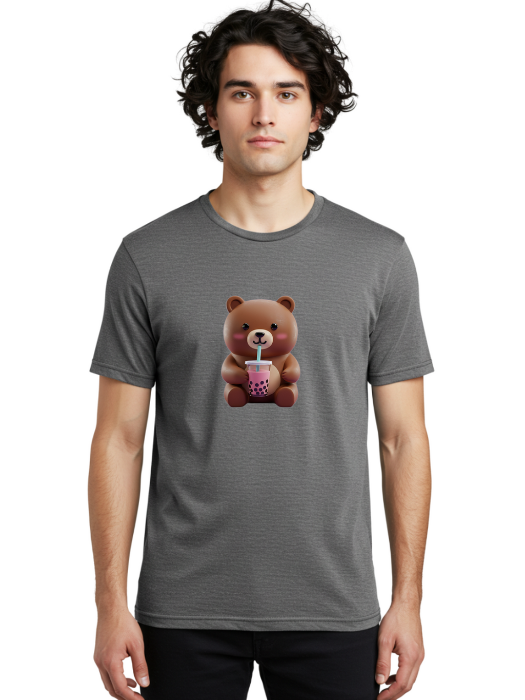 Teddy-Drinking-Boba Men'S Graphic Tee, 100% Cotton, Comfortable Casual Summer Wear, Machine Washable, Vintage Camera, Old Camera, Antique Camera, Black Camera, Classic Photography, Photography Equipment, Nostalgic Device, Film Camera, Baf583