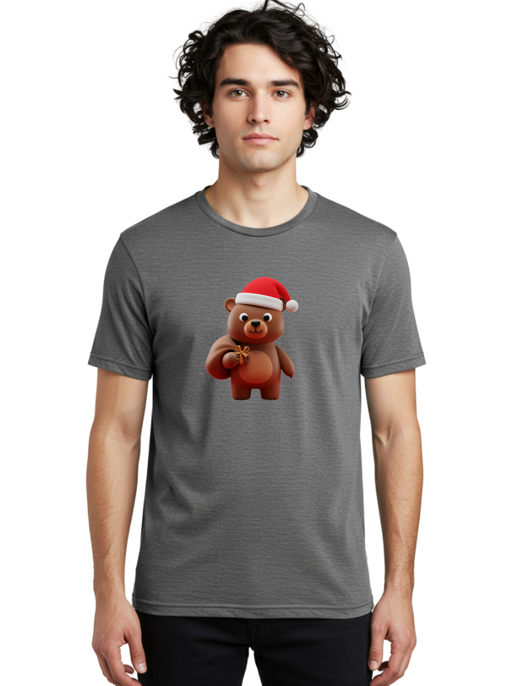 Teddy-In-Santa-Hat-1 Men'S Graphic Tee, 100% Cotton, Comfortable Casual Summer Wear, Machine Washable, Vintage Camera, Old Camera, Antique Camera, Black Camera, Classic Photography, Photography Equipment, Nostalgic Device, Film Camera, Baf585