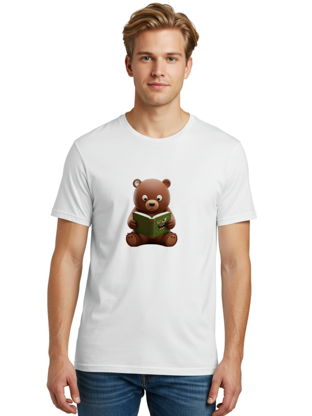 Teddy-Reading-Monster-Book Men'S Graphic Tee, 100% Cotton, Comfortable Casual Summer Wear, Machine Washable, Vintage Camera, Old Camera, Antique Camera, Black Camera, Classic Photography, Photography Equipment, Nostalgic Device, Film Camera, Baf587