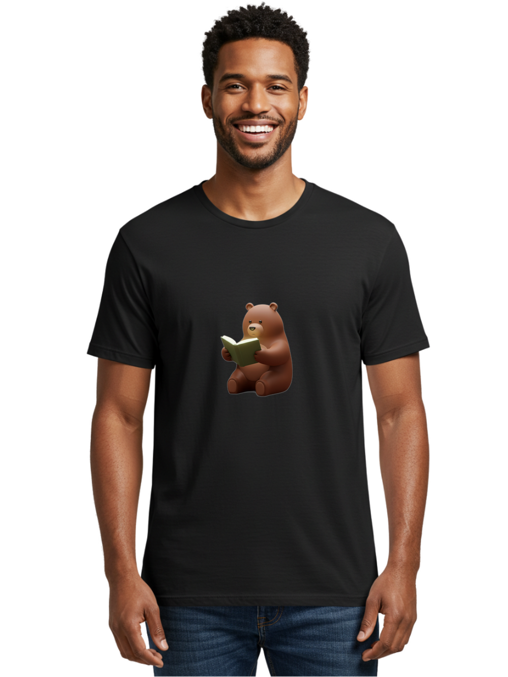 Teddy-Reading Men'S Graphic Tee, 100% Cotton, Comfortable Casual Summer Wear, Machine Washable, Vintage Camera, Old Camera, Antique Camera, Black Camera, Classic Photography, Photography Equipment, Nostalgic Device, Film Camera, Camera Art Baf588