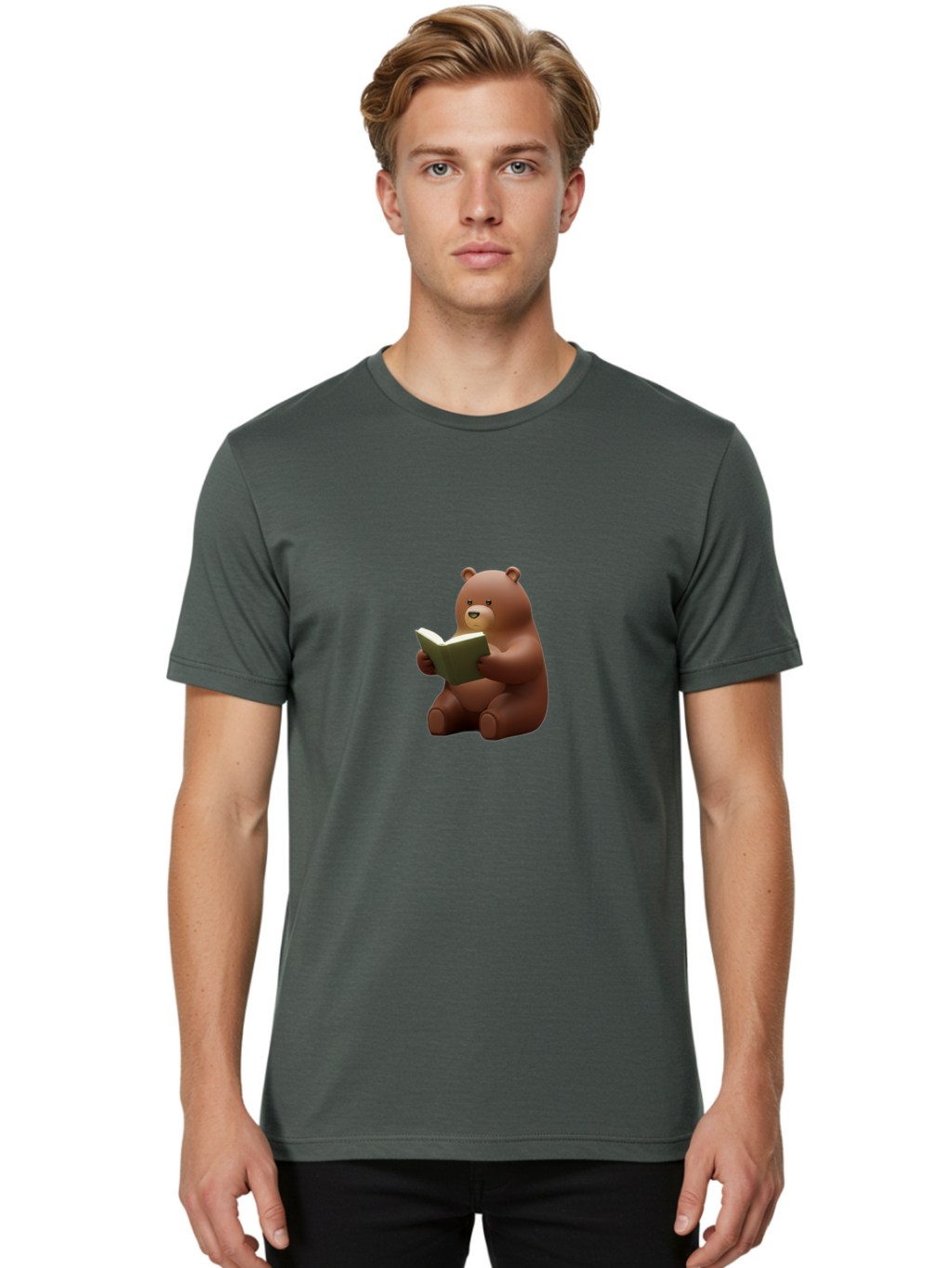Teddy-Reading Men'S Graphic Tee, 100% Cotton, Comfortable Casual Summer Wear, Machine Washable, Vintage Camera, Old Camera, Antique Camera, Black Camera, Classic Photography, Photography Equipment, Nostalgic Device, Film Camera, Camera Art Baf588