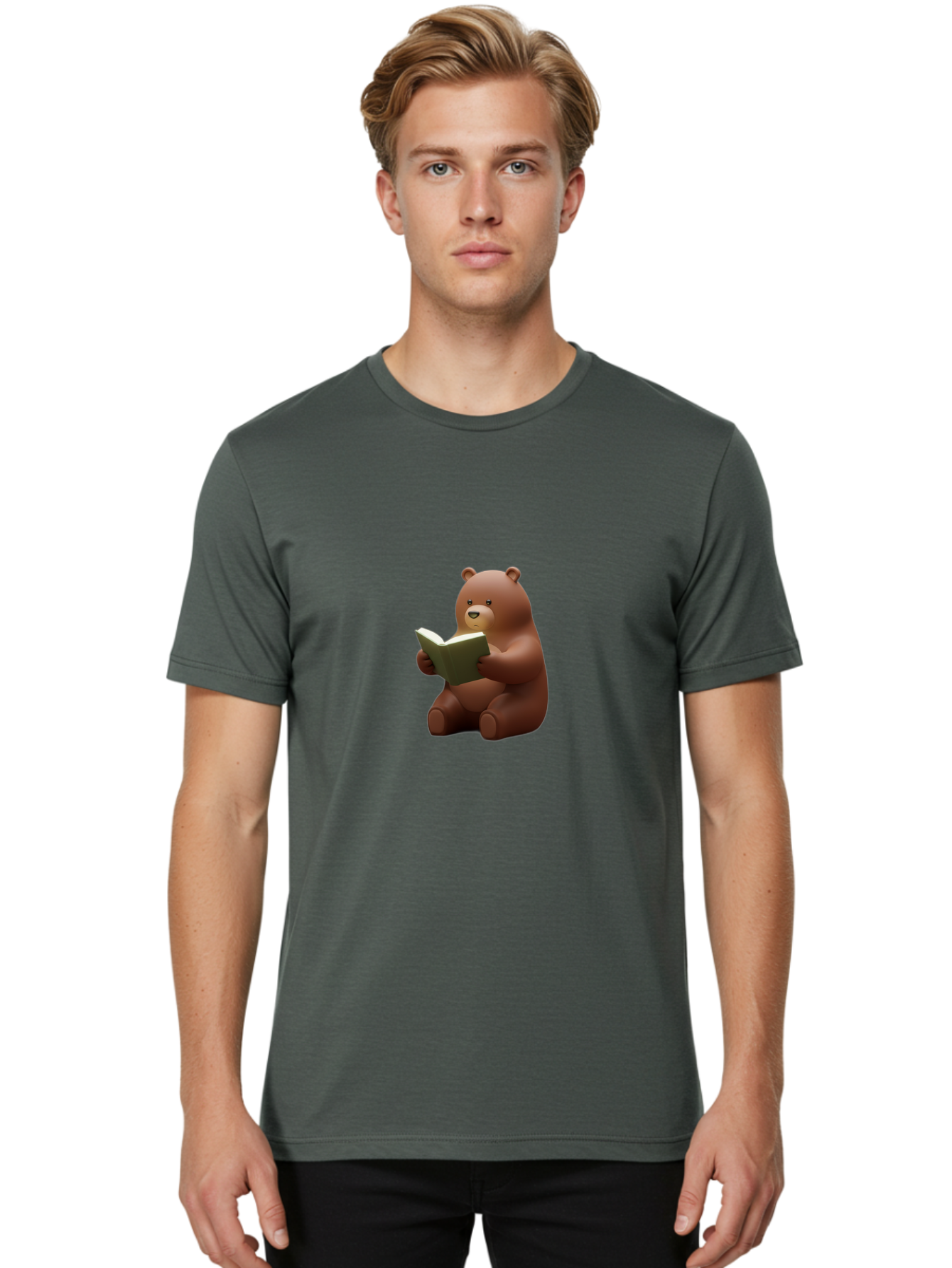 Teddy-Reading Men'S Graphic Tee, 100% Cotton, Comfortable Casual Summer Wear, Machine Washable, Vintage Camera, Old Camera, Antique Camera, Black Camera, Classic Photography, Photography Equipment, Nostalgic Device, Film Camera, Camera Art Baf588