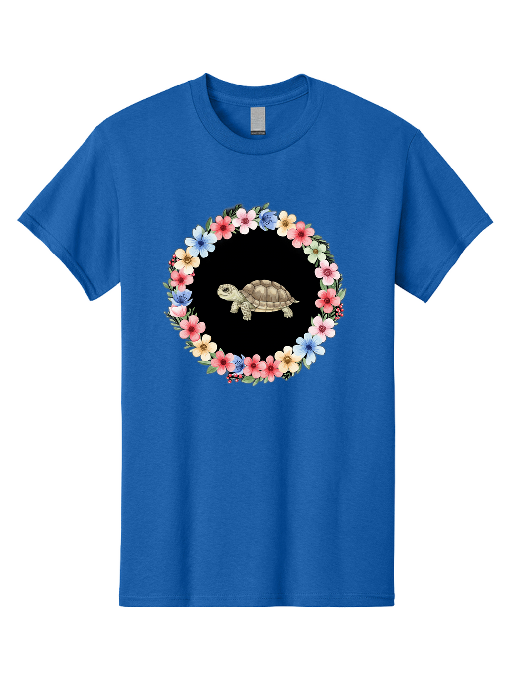 Tortoise-In-Floral-Circle Men'S Graphic Tee, 100% Cotton, Comfortable Casual Summer Wear, Machine Washable, Vintage Camera, Old Camera, Antique Camera, Black Camera, Classic Photography, Photography Equipment, Nostalgic Device, Film Camera, Baf597