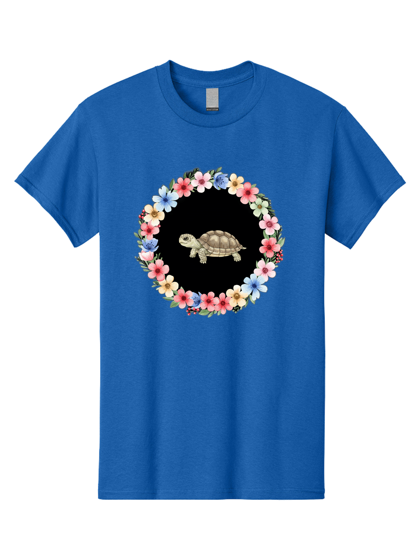 Tortoise-In-Floral-Circle Men'S Graphic Tee, 100% Cotton, Comfortable Casual Summer Wear, Machine Washable, Vintage Camera, Old Camera, Antique Camera, Black Camera, Classic Photography, Photography Equipment, Nostalgic Device, Film Camera, Baf597