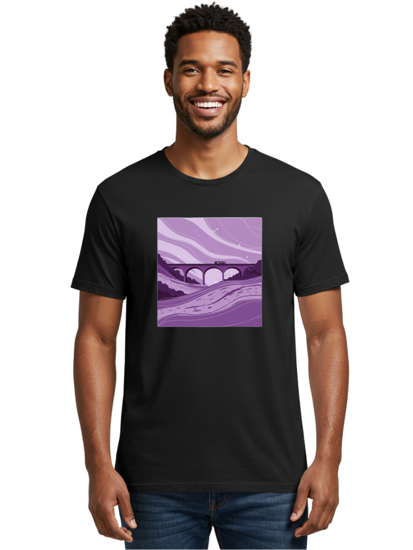 Train-On-Bridge Men'S Graphic Tee, 100% Cotton, Comfortable Casual Summer Wear, Machine Washable, Vintage Camera, Old Camera, Antique Camera, Black Camera, Classic Photography, Photography Equipment, Nostalgic Device, Film Camera, Camera Art Baf599