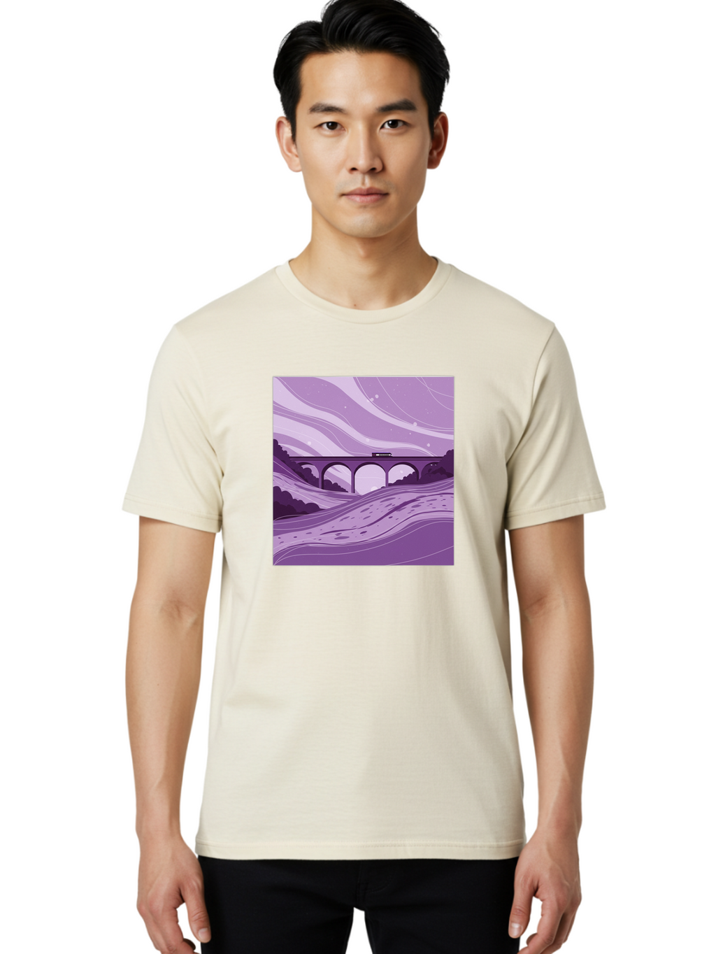 Train-On-Bridge Men'S Graphic Tee, 100% Cotton, Comfortable Casual Summer Wear, Machine Washable, Vintage Camera, Old Camera, Antique Camera, Black Camera, Classic Photography, Photography Equipment, Nostalgic Device, Film Camera, Camera Art Baf599
