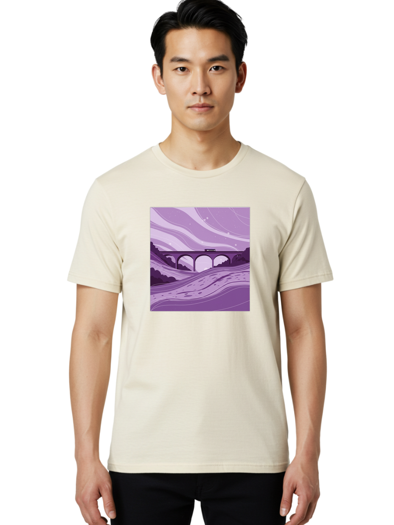 Train-On-Bridge Men'S Graphic Tee, 100% Cotton, Comfortable Casual Summer Wear, Machine Washable, Vintage Camera, Old Camera, Antique Camera, Black Camera, Classic Photography, Photography Equipment, Nostalgic Device, Film Camera, Camera Art Baf599