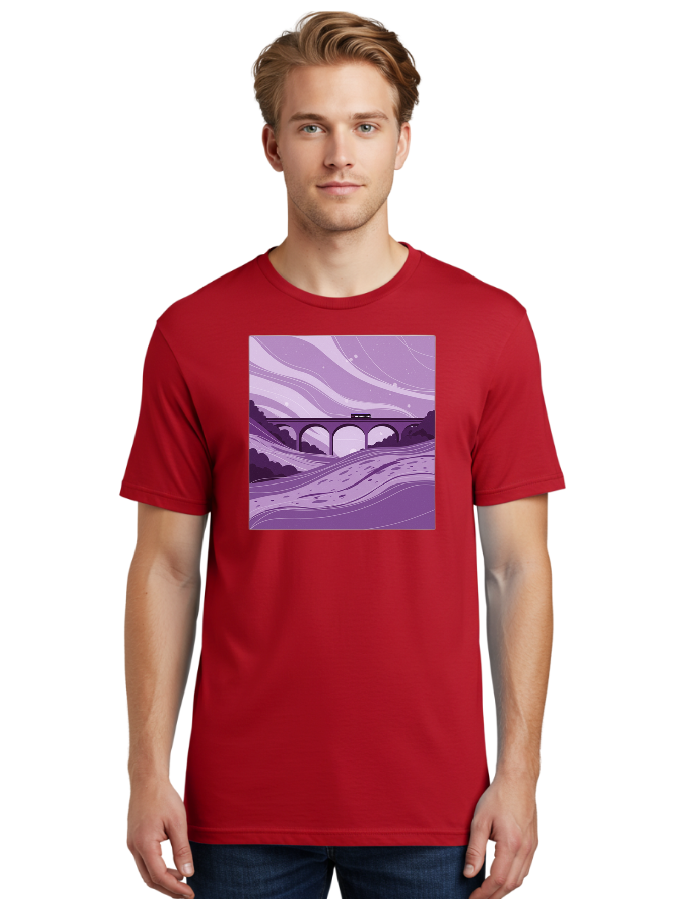 Train-On-Bridge Men'S Graphic Tee, 100% Cotton, Comfortable Casual Summer Wear, Machine Washable, Vintage Camera, Old Camera, Antique Camera, Black Camera, Classic Photography, Photography Equipment, Nostalgic Device, Film Camera, Camera Art Baf599