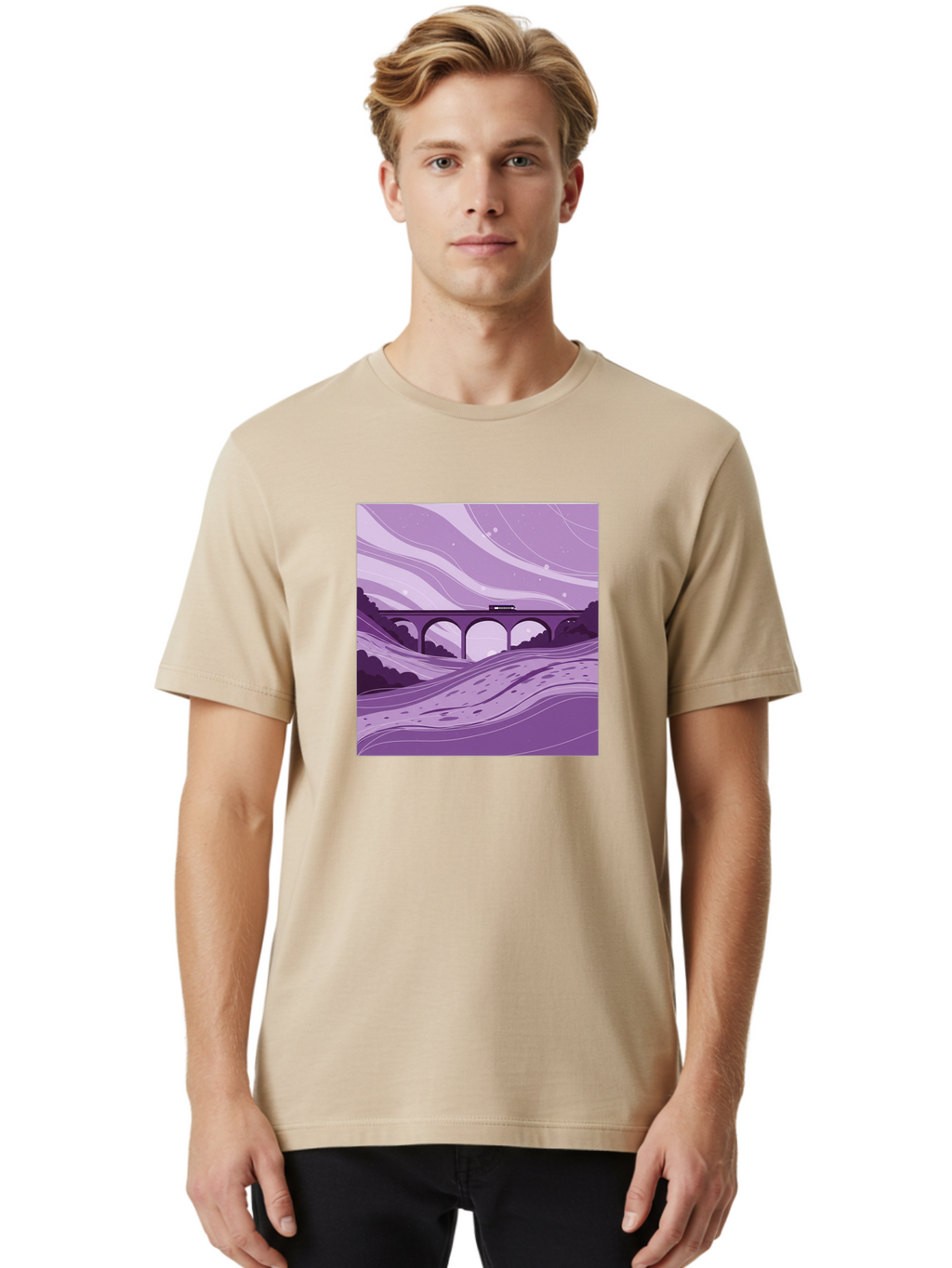Train-On-Bridge Men'S Graphic Tee, 100% Cotton, Comfortable Casual Summer Wear, Machine Washable, Vintage Camera, Old Camera, Antique Camera, Black Camera, Classic Photography, Photography Equipment, Nostalgic Device, Film Camera, Camera Art Baf599