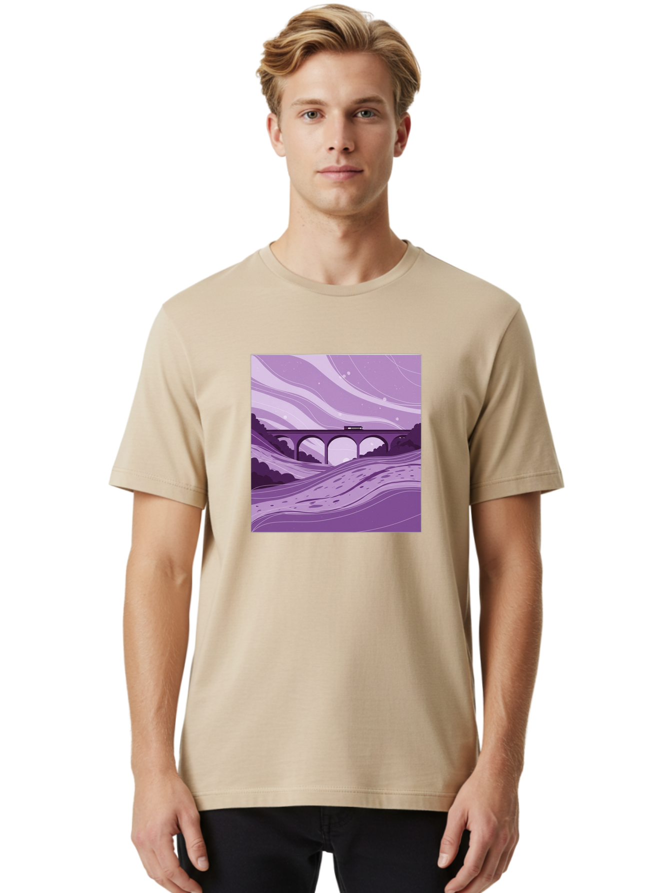 Train-On-Bridge Men'S Graphic Tee, 100% Cotton, Comfortable Casual Summer Wear, Machine Washable, Vintage Camera, Old Camera, Antique Camera, Black Camera, Classic Photography, Photography Equipment, Nostalgic Device, Film Camera, Camera Art Baf599
