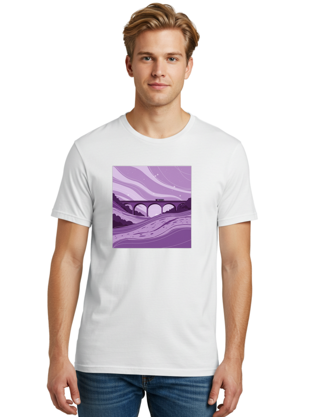 Train-On-Bridge Men'S Graphic Tee, 100% Cotton, Comfortable Casual Summer Wear, Machine Washable, Vintage Camera, Old Camera, Antique Camera, Black Camera, Classic Photography, Photography Equipment, Nostalgic Device, Film Camera, Camera Art Baf599