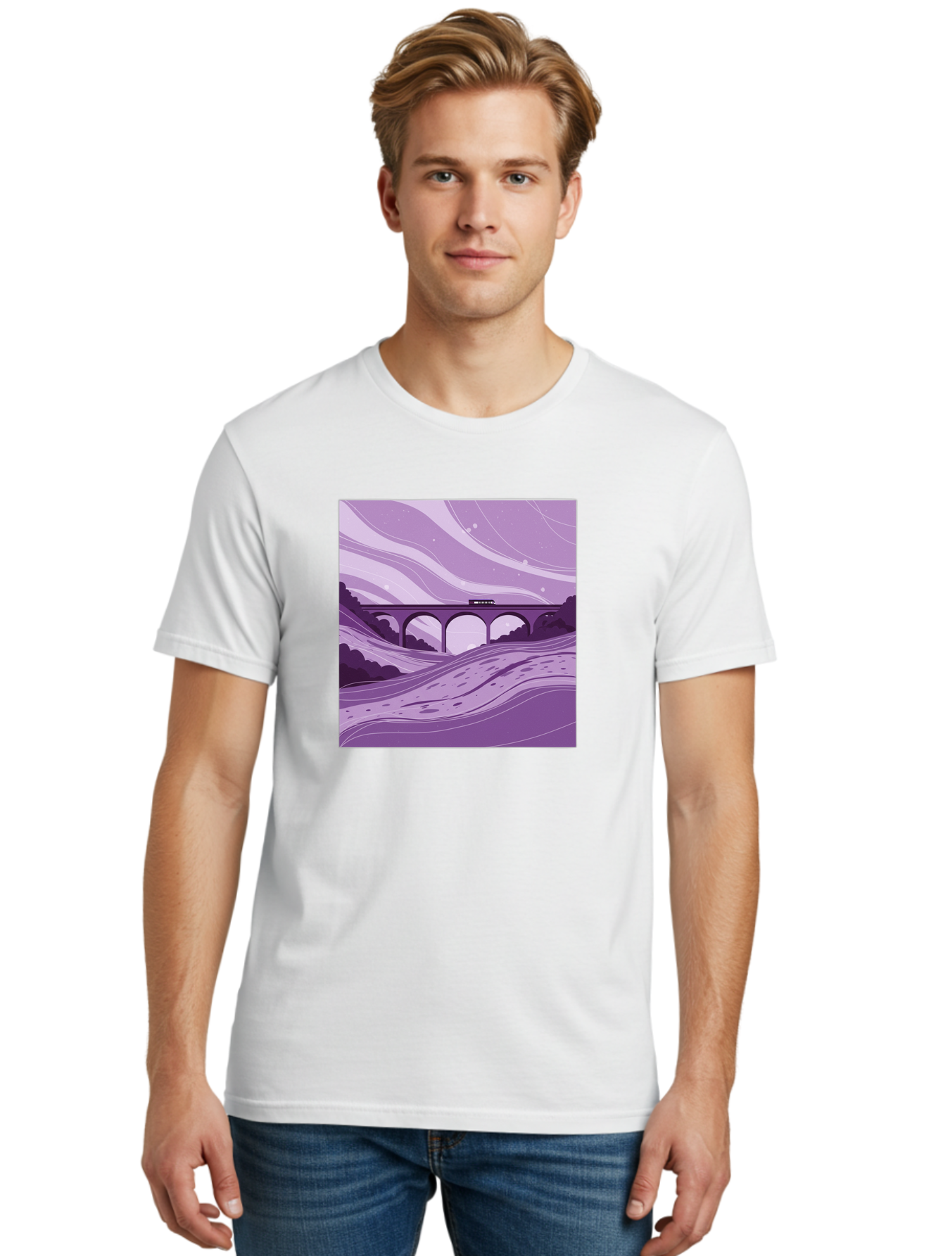 Train-On-Bridge Men'S Graphic Tee, 100% Cotton, Comfortable Casual Summer Wear, Machine Washable, Vintage Camera, Old Camera, Antique Camera, Black Camera, Classic Photography, Photography Equipment, Nostalgic Device, Film Camera, Camera Art Baf599
