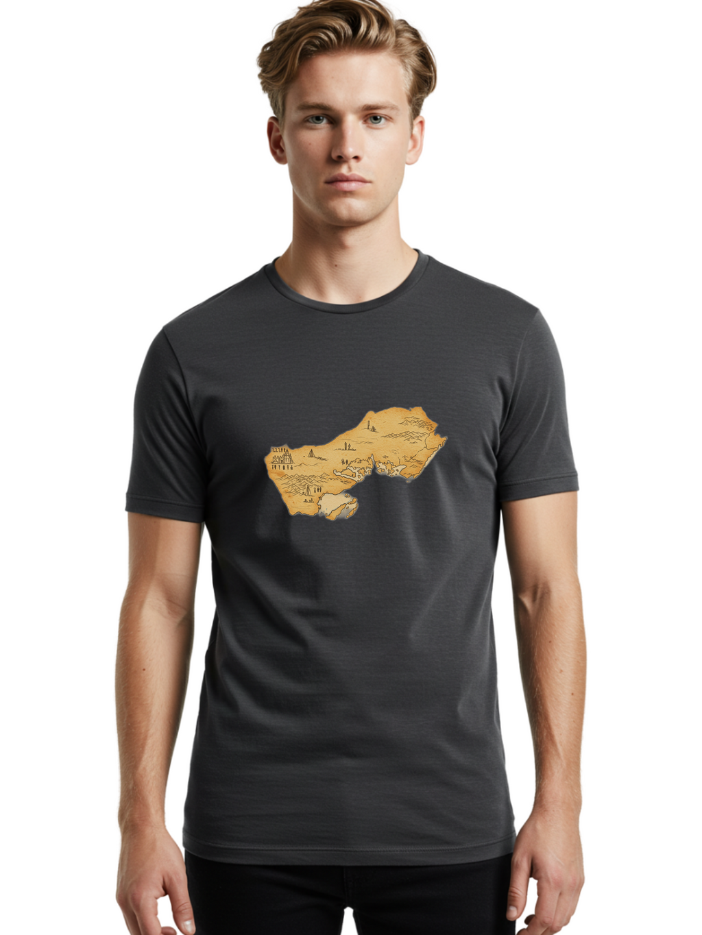 Treasure-Map-1 Men'S Graphic Tee, 100% Cotton, Comfortable Casual Summer Wear, Machine Washable, Vintage Camera, Old Camera, Antique Camera, Black Camera, Classic Photography, Photography Equipment, Nostalgic Device, Film Camera, Camera Art Baf601