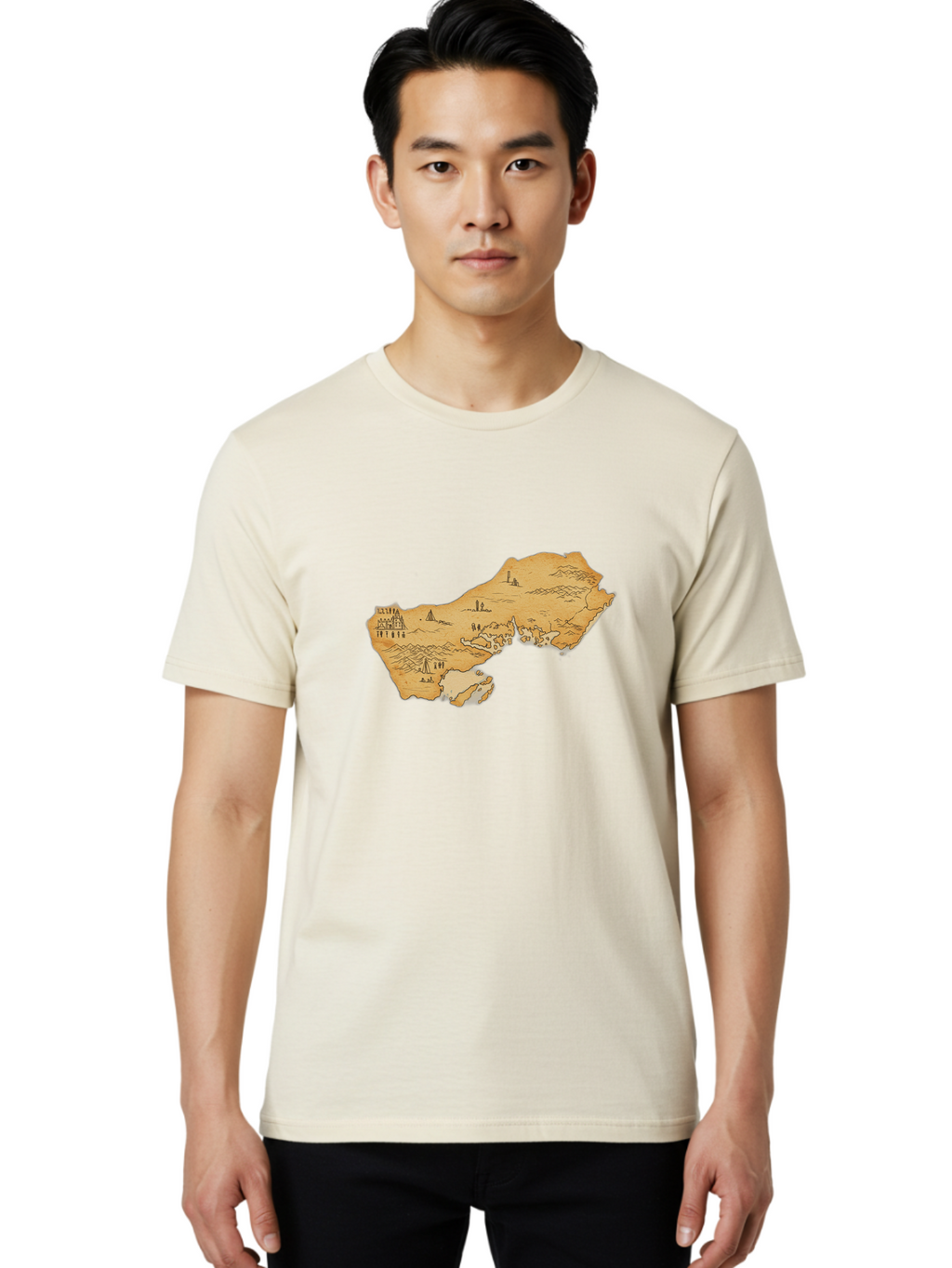 Treasure-Map-1 Men'S Graphic Tee, 100% Cotton, Comfortable Casual Summer Wear, Machine Washable, Vintage Camera, Old Camera, Antique Camera, Black Camera, Classic Photography, Photography Equipment, Nostalgic Device, Film Camera, Camera Art Baf601