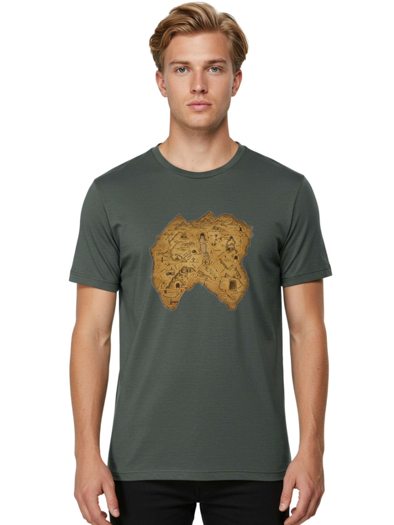 Treasure-Map Men'S Graphic Tee, 100% Cotton, Comfortable Casual Summer Wear, Machine Washable, Vintage Camera, Old Camera, Antique Camera, Black Camera, Classic Photography, Photography Equipment, Nostalgic Device, Film Camera, Camera Art Baf602