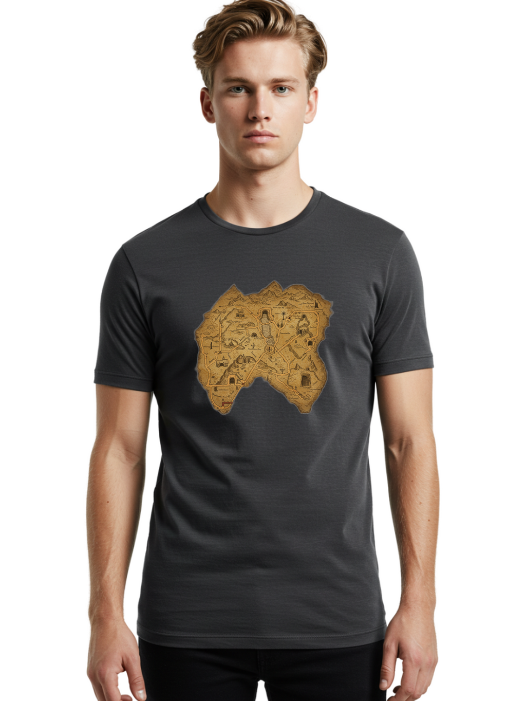 Treasure-Map Men'S Graphic Tee, 100% Cotton, Comfortable Casual Summer Wear, Machine Washable, Vintage Camera, Old Camera, Antique Camera, Black Camera, Classic Photography, Photography Equipment, Nostalgic Device, Film Camera, Camera Art Baf602