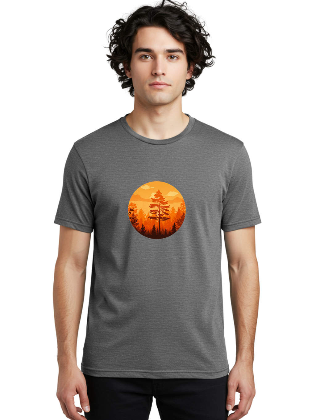 Tree-Silhouette Men'S Graphic Tee, 100% Cotton, Comfortable Casual Summer Wear, Machine Washable, Vintage Camera, Old Camera, Antique Camera, Black Camera, Classic Photography, Photography Equipment, Nostalgic Device, Film Camera, Camera Art Baf604