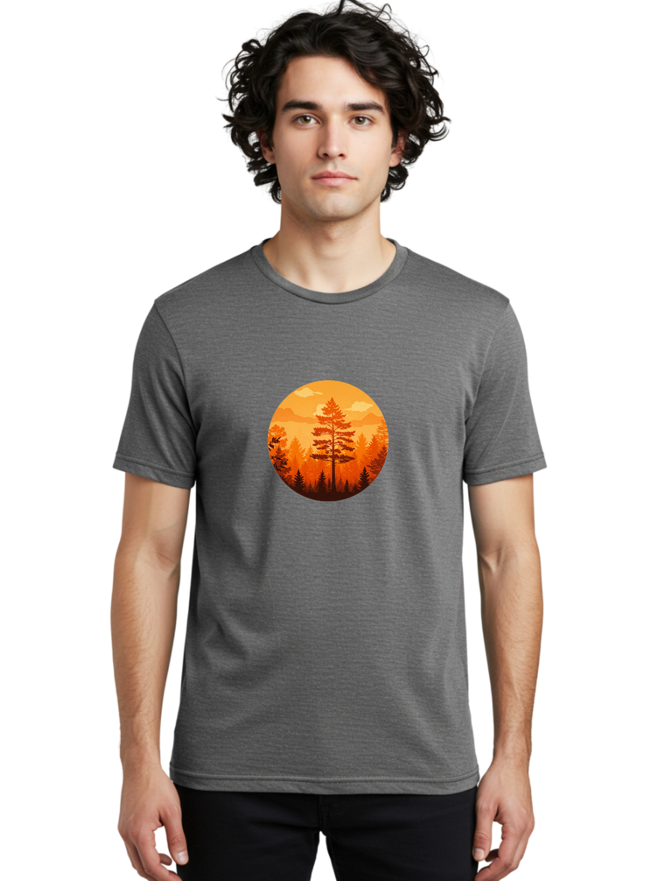 Tree-Silhouette Men'S Graphic Tee, 100% Cotton, Comfortable Casual Summer Wear, Machine Washable, Vintage Camera, Old Camera, Antique Camera, Black Camera, Classic Photography, Photography Equipment, Nostalgic Device, Film Camera, Camera Art Baf604