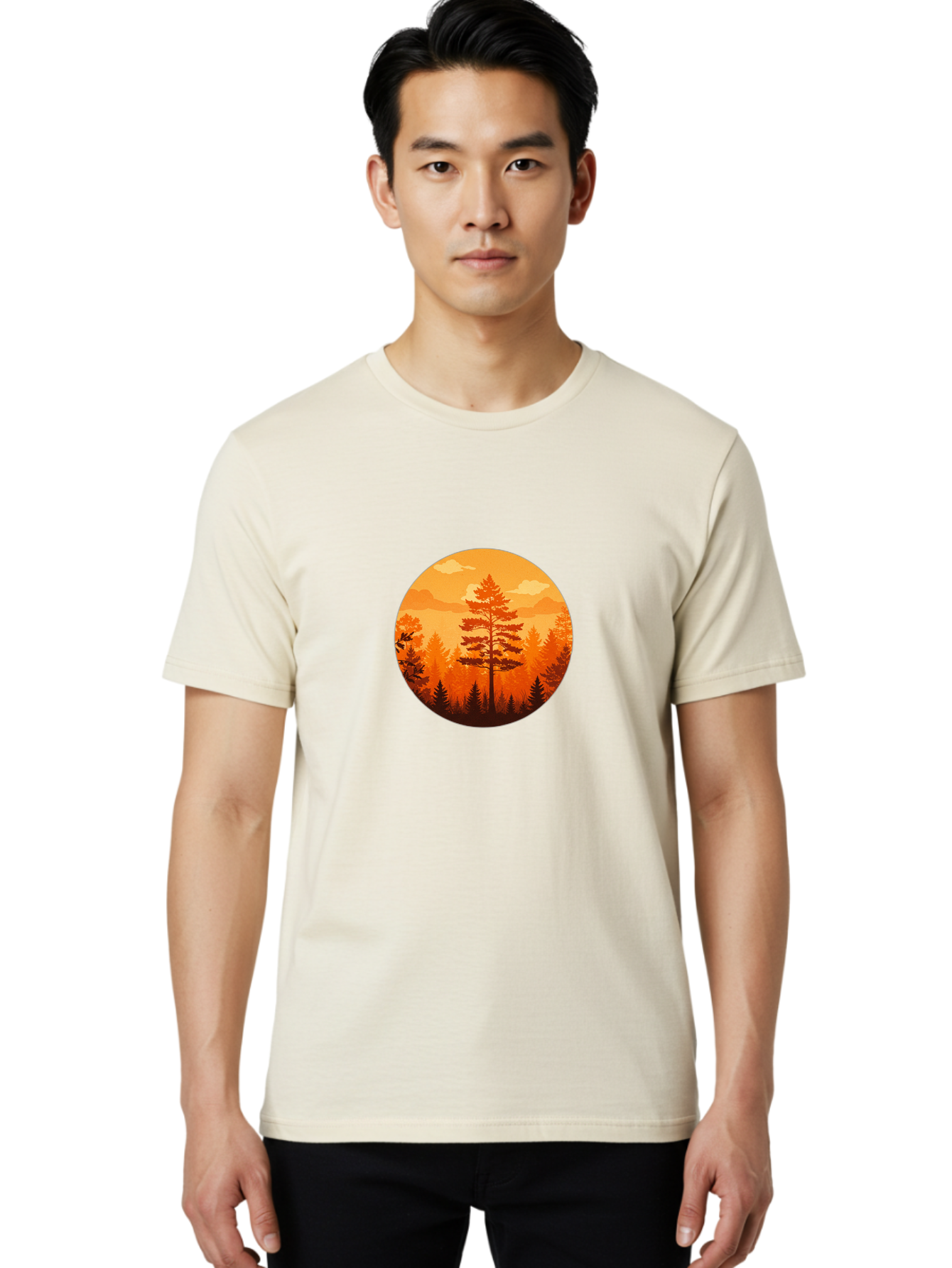 Tree-Silhouette Men'S Graphic Tee, 100% Cotton, Comfortable Casual Summer Wear, Machine Washable, Vintage Camera, Old Camera, Antique Camera, Black Camera, Classic Photography, Photography Equipment, Nostalgic Device, Film Camera, Camera Art Baf604