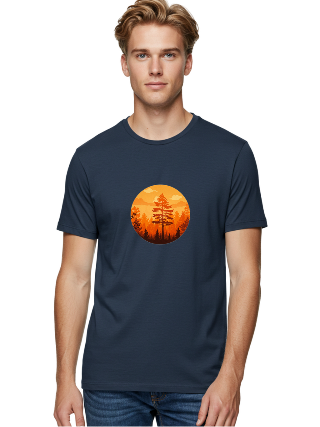 Tree-Silhouette Men'S Graphic Tee, 100% Cotton, Comfortable Casual Summer Wear, Machine Washable, Vintage Camera, Old Camera, Antique Camera, Black Camera, Classic Photography, Photography Equipment, Nostalgic Device, Film Camera, Camera Art Baf604