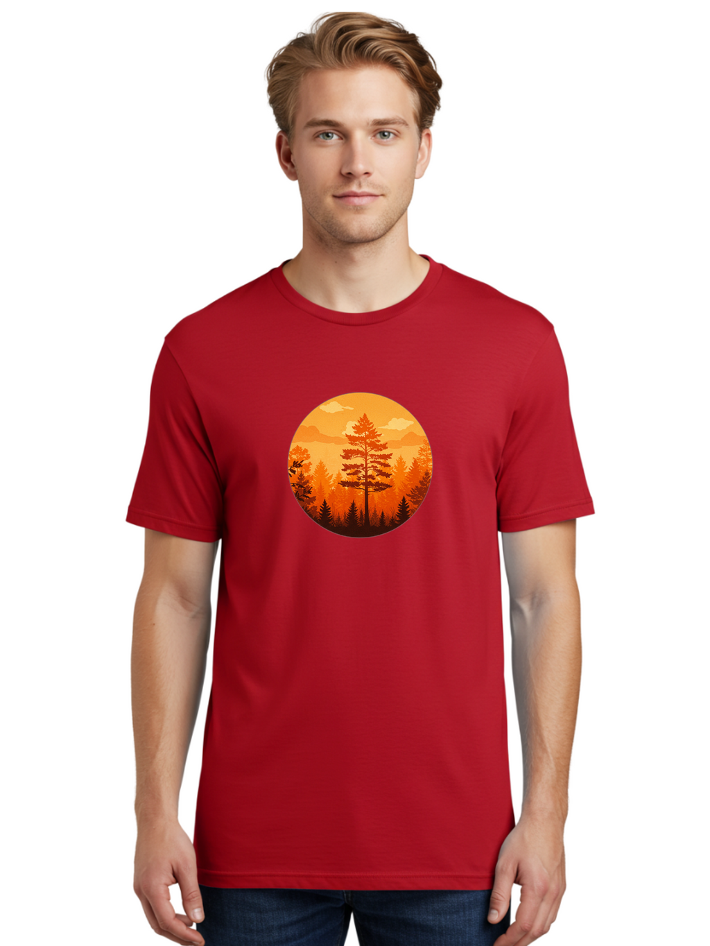 Tree-Silhouette Men'S Graphic Tee, 100% Cotton, Comfortable Casual Summer Wear, Machine Washable, Vintage Camera, Old Camera, Antique Camera, Black Camera, Classic Photography, Photography Equipment, Nostalgic Device, Film Camera, Camera Art Baf604