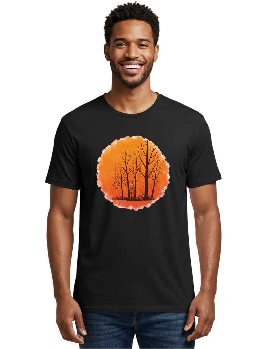 Trees-Silhouette Men'S Graphic Tee, 100% Cotton, Comfortable Casual Summer Wear, Machine Washable, Vintage Camera, Old Camera, Antique Camera, Black Camera, Classic Photography, Photography Equipment, Nostalgic Device, Film Camera, Camera Art Baf605