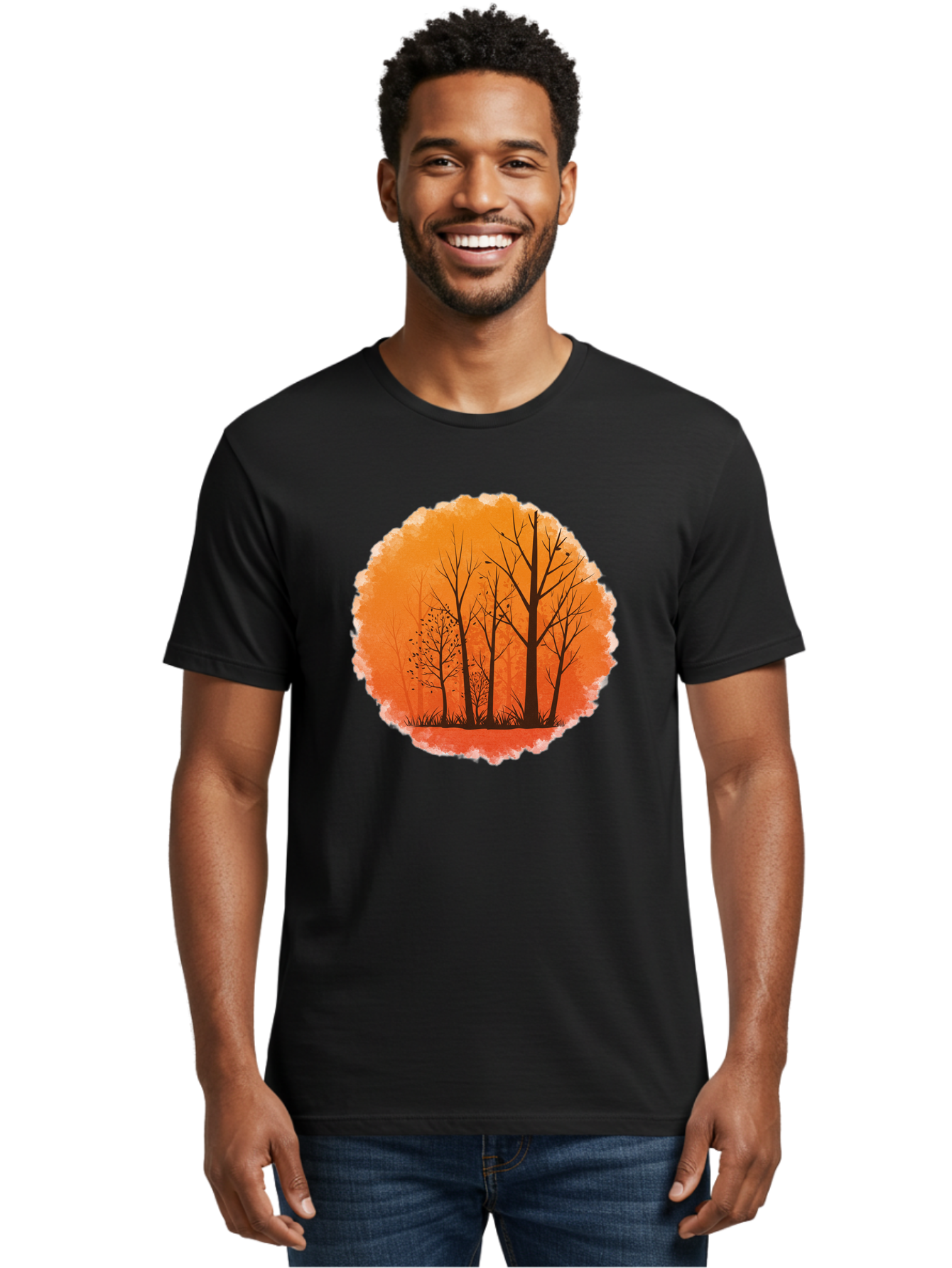 Trees-Silhouette Men'S Graphic Tee, 100% Cotton, Comfortable Casual Summer Wear, Machine Washable, Vintage Camera, Old Camera, Antique Camera, Black Camera, Classic Photography, Photography Equipment, Nostalgic Device, Film Camera, Camera Art Baf605