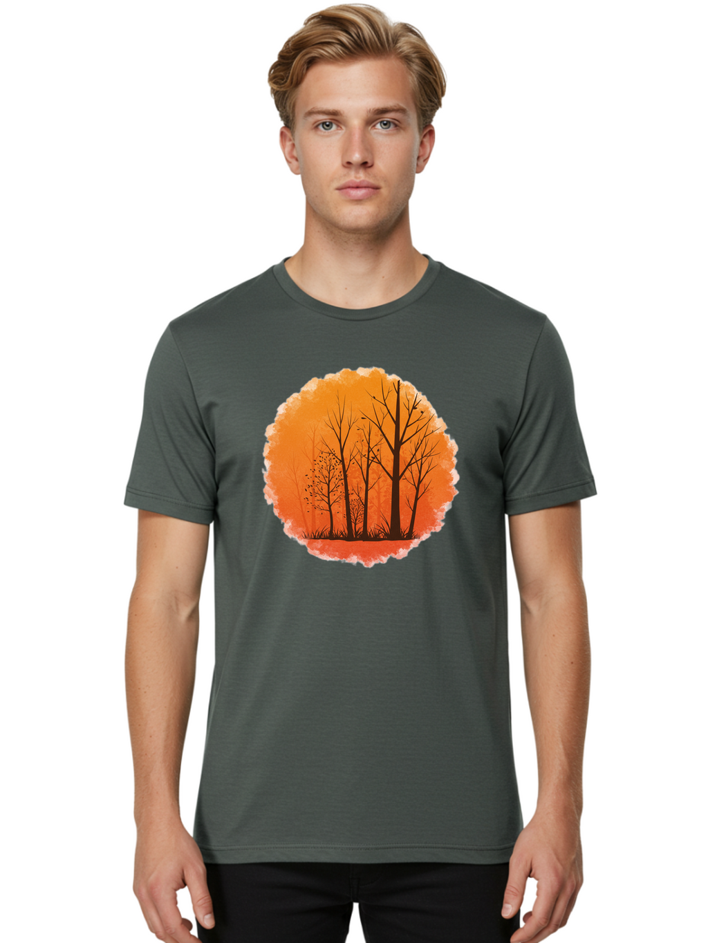 Trees-Silhouette Men'S Graphic Tee, 100% Cotton, Comfortable Casual Summer Wear, Machine Washable, Vintage Camera, Old Camera, Antique Camera, Black Camera, Classic Photography, Photography Equipment, Nostalgic Device, Film Camera, Camera Art Baf605