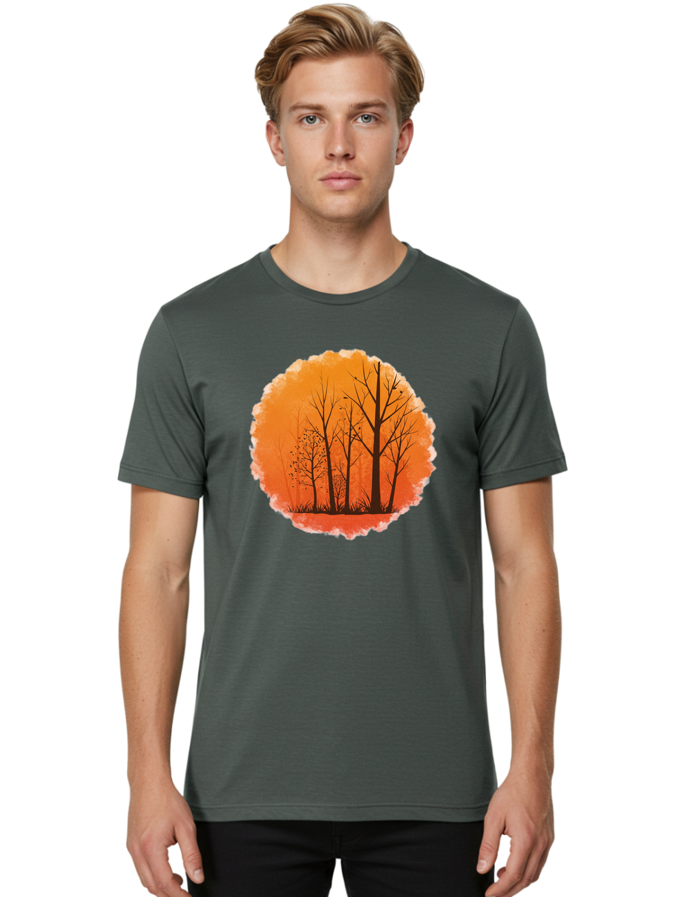 Trees-Silhouette Men'S Graphic Tee, 100% Cotton, Comfortable Casual Summer Wear, Machine Washable, Vintage Camera, Old Camera, Antique Camera, Black Camera, Classic Photography, Photography Equipment, Nostalgic Device, Film Camera, Camera Art Baf605