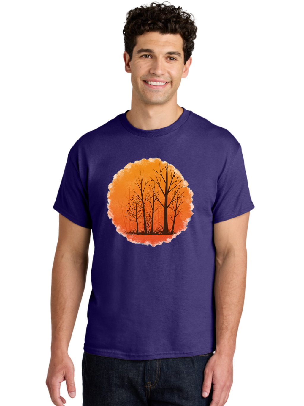 Trees-Silhouette Men'S Graphic Tee, 100% Cotton, Comfortable Casual Summer Wear, Machine Washable, Vintage Camera, Old Camera, Antique Camera, Black Camera, Classic Photography, Photography Equipment, Nostalgic Device, Film Camera, Camera Art Baf605