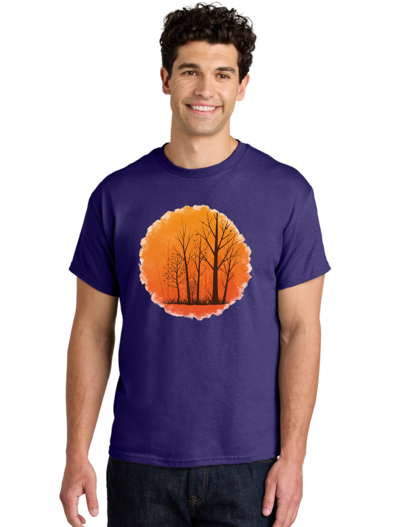 Trees-Silhouette Men'S Graphic Tee, 100% Cotton, Comfortable Casual Summer Wear, Machine Washable, Vintage Camera, Old Camera, Antique Camera, Black Camera, Classic Photography, Photography Equipment, Nostalgic Device, Film Camera, Camera Art Baf605