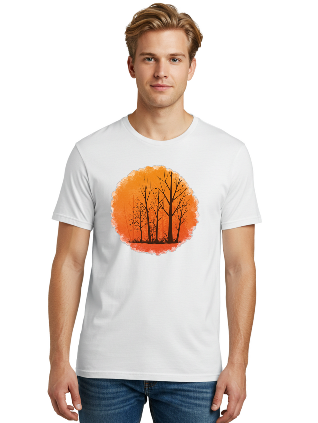 Trees-Silhouette Men'S Graphic Tee, 100% Cotton, Comfortable Casual Summer Wear, Machine Washable, Vintage Camera, Old Camera, Antique Camera, Black Camera, Classic Photography, Photography Equipment, Nostalgic Device, Film Camera, Camera Art Baf605