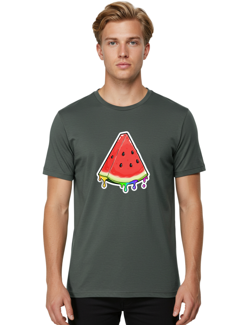 Triangular-Watermelon-Slice Men'S Graphic Tee, 100% Cotton, Comfortable Casual Summer Wear, Machine Washable, Vintage Camera, Old Camera, Antique Camera, Black Camera, Classic Photography, Photography Equipment, Nostalgic Device, Film Camera, Baf606
