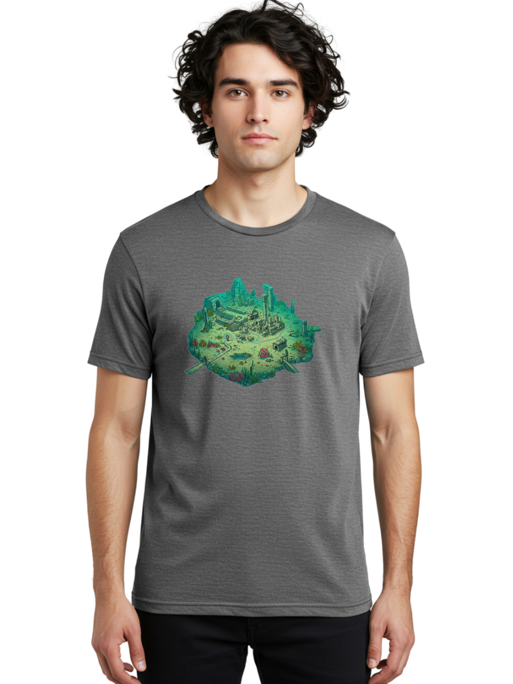 Underwater-City-Ruins Men'S Graphic Tee, 100% Cotton, Comfortable Casual Summer Wear, Machine Washable, Vintage Camera, Old Camera, Antique Camera, Black Camera, Classic Photography, Photography Equipment, Nostalgic Device, Film Camera, Baf610